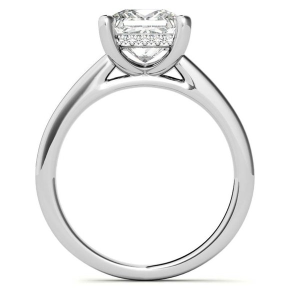 2.0Carat -7.0mm Princess Cut Moissanite Engagement Ring With Hidden Halo - Picture 6 of 16